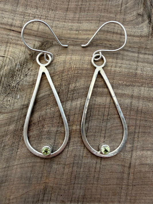 Sterling Silver Peridot Teardrop Earrings