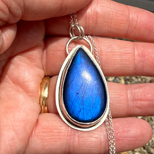 Blue Labradorite Pendant in Sterling Silver