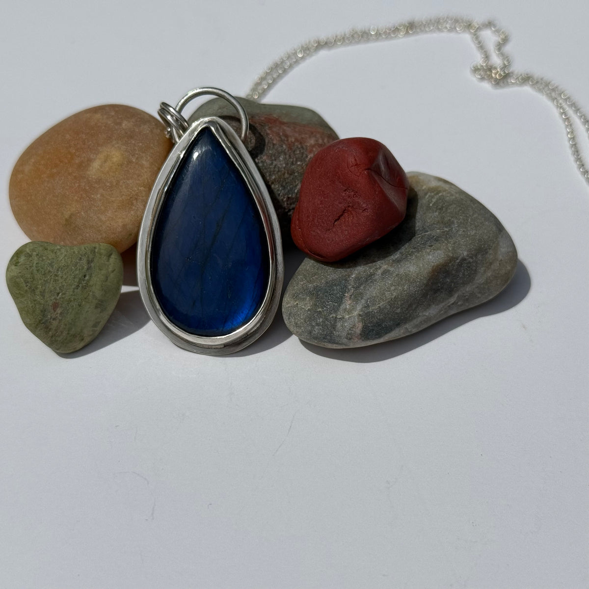 Blue Labradorite Pendant in Sterling Silver